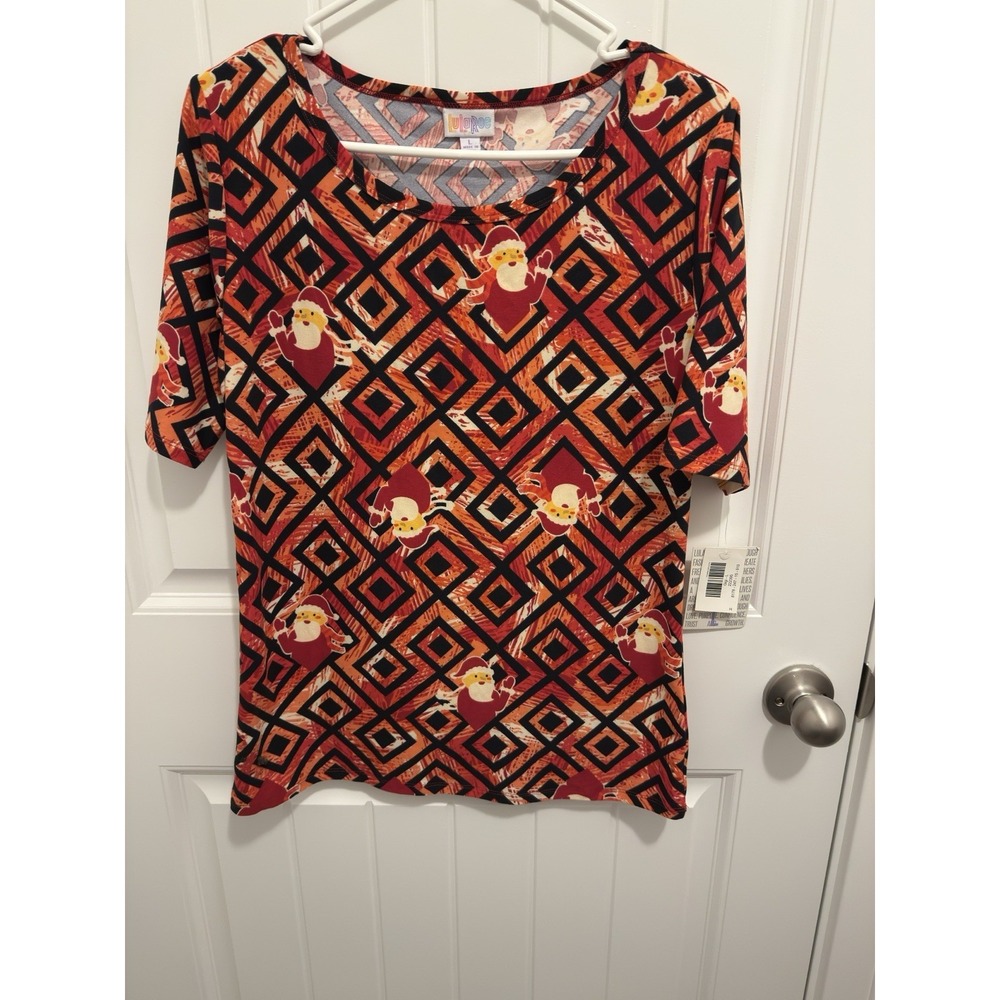 Lularoe Gigi Size Large Santa‎ Short Sleeve Shirt Womens